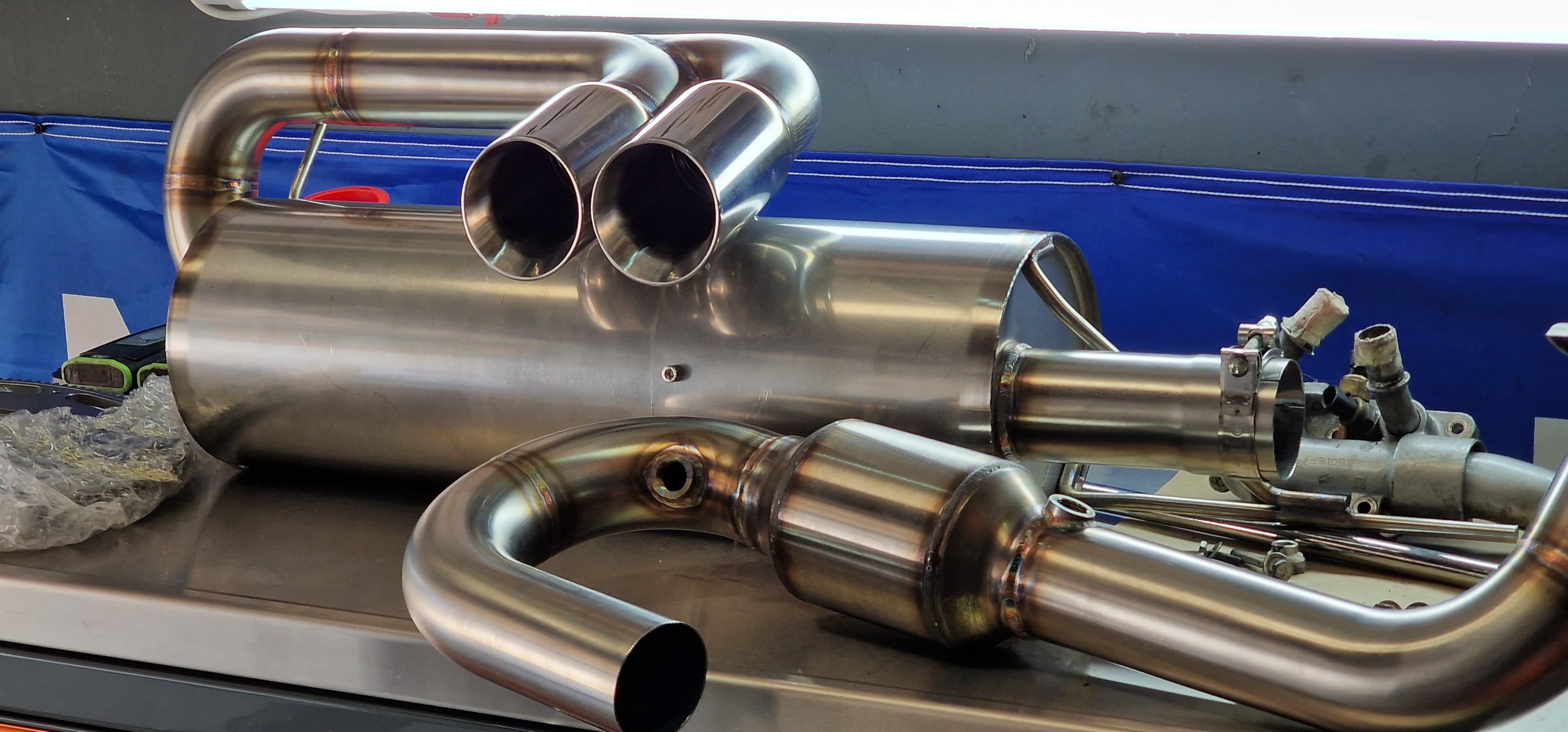 Finished custom exhaust system ready for fitment