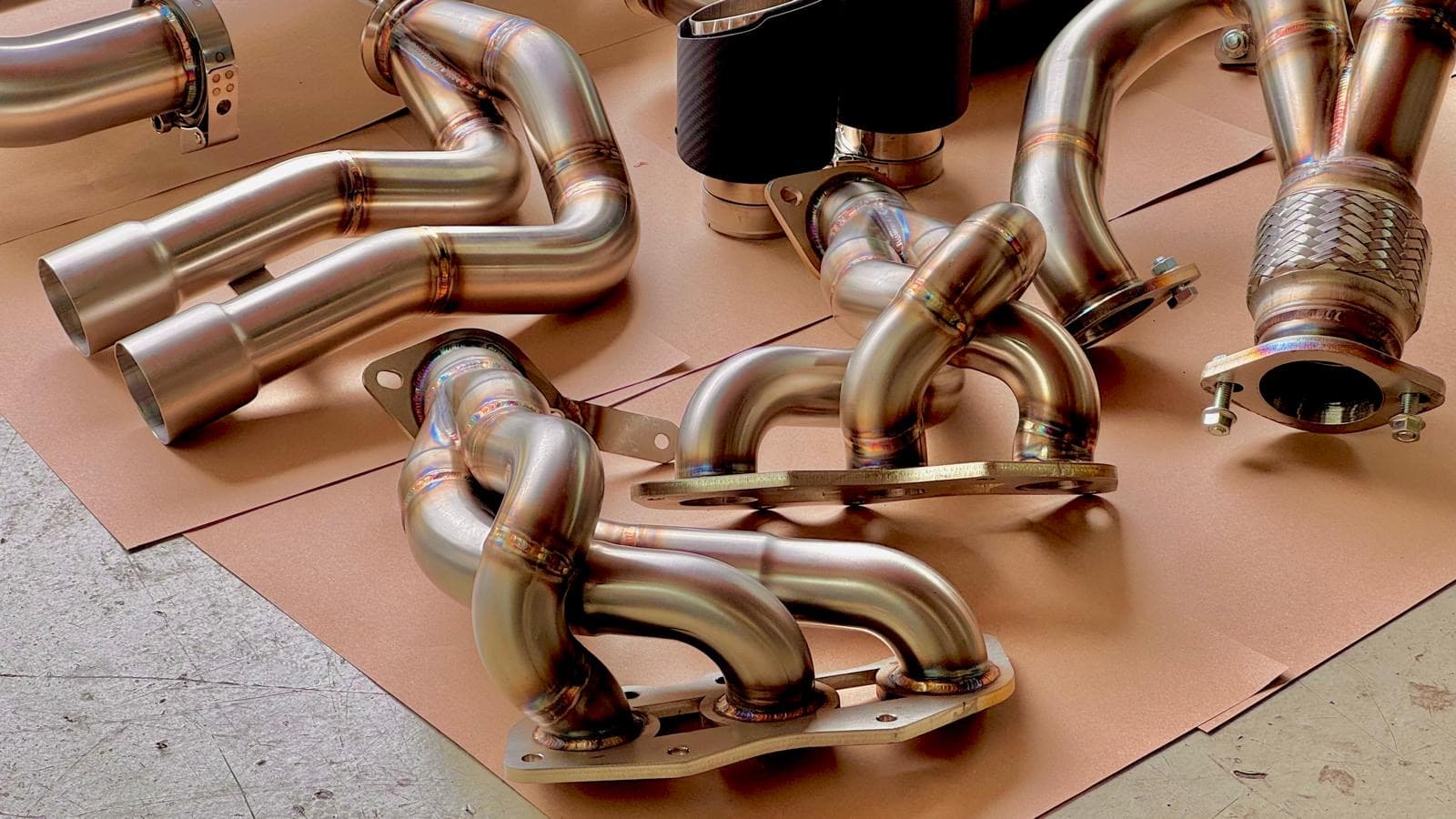 Custom exhaust system fabrication in progress