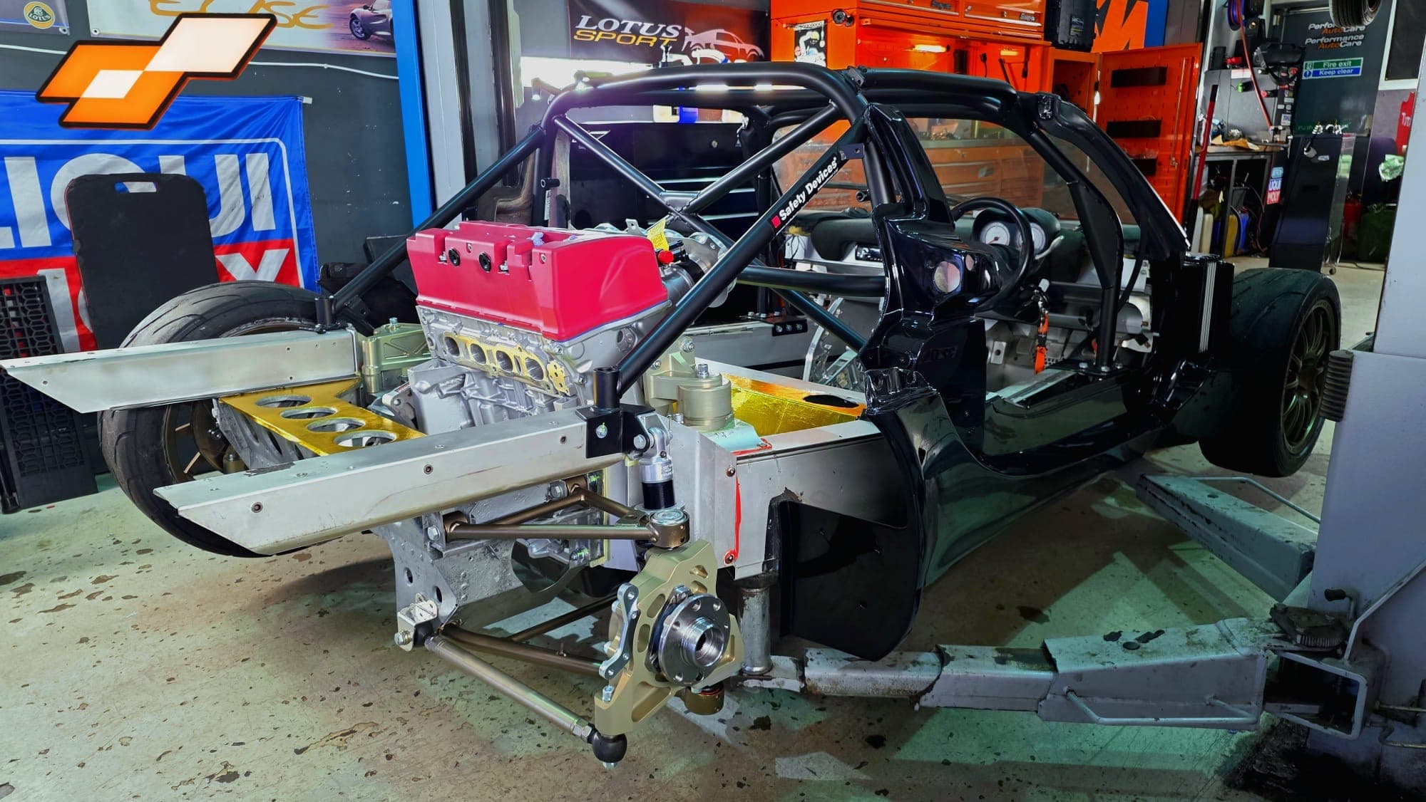 Elise S2 K-swap engine bay wiring and component installation