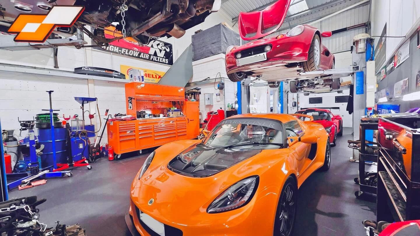 Exiges and Elise in new Performance Autocare Workshop